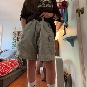 NATURAL ISSUE CARGO SHORTS/JORTS KHAKI GREEN VELCRO POCKETS ON THE SIDE AND BUTT